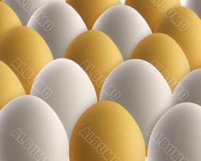 set of golden and white eggs