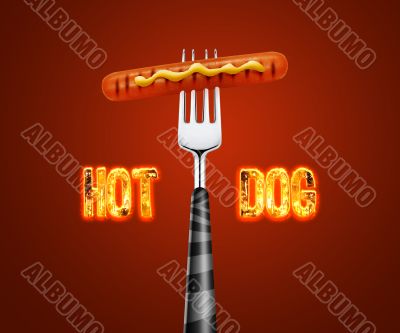 Hotdog on fork