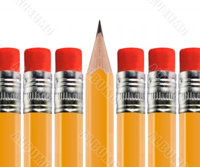 Sharpened pencil out of Row