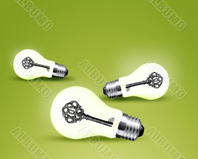 Old key in light bulb Old key in light bulb
