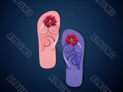 Colorful Flip Flops on dark blue background