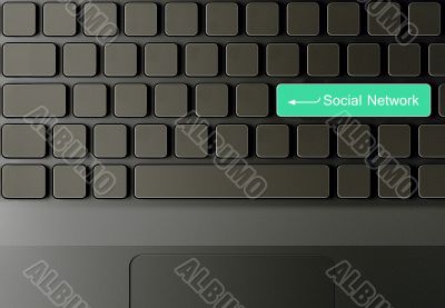 Keyboard with Green social network button
