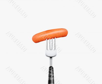 Hotdog on fork