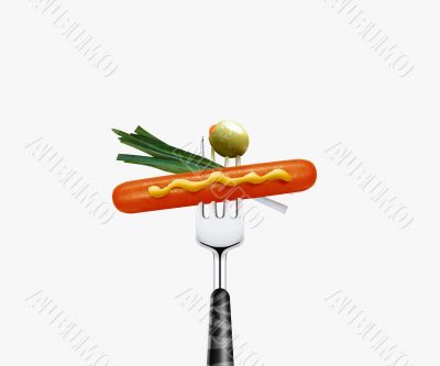 Hotdog on fork Hotdog on fork