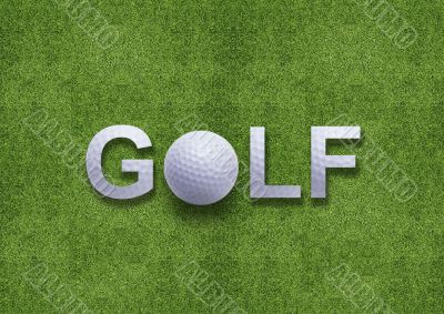 Golf word created from golf ball