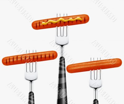 Hotdog on fork