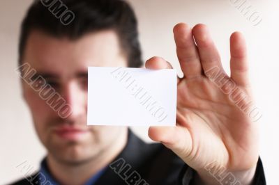 businessman show blank card