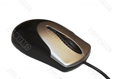 Black and white computer mouse isolated on the white background