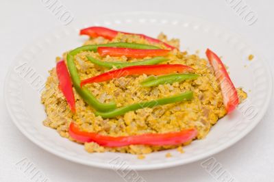 Scrambled eggs with bell peppers