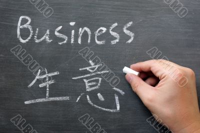 Business- word written on a smudged blackboard