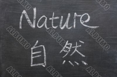 Nature - word written on a smudged blackboard