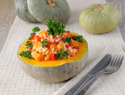 porridge of rice and vegetables with pumpkin 