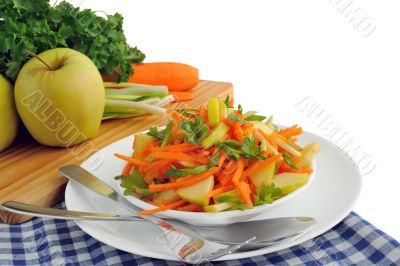 Apple and carrot salad with green onions