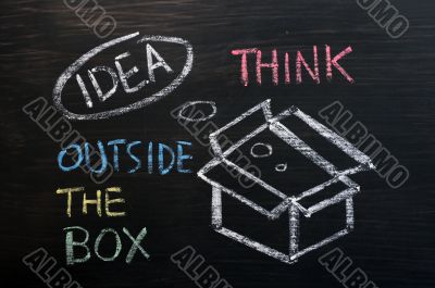 Chalk drawing - concept of `Think Outside the box` 