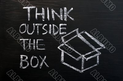 Chalk drawing - concept of `Think Outside the box` 