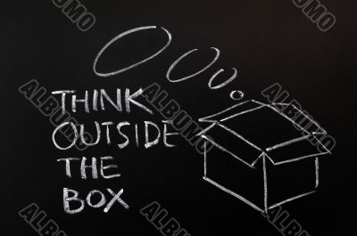 Chalk drawing - concept of `Think Outside the box` 