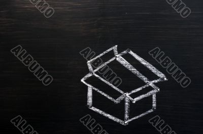 Chalk drawing - concept of `Think Outside the box` 