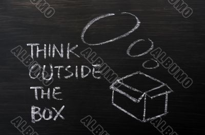 Chalk drawing - concept of `Think Outside the box` 