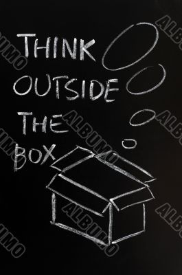 Chalk drawing - concept of `Think Outside the box` 