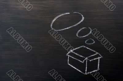 Chalk drawing - concept of `Think Outside the box` 