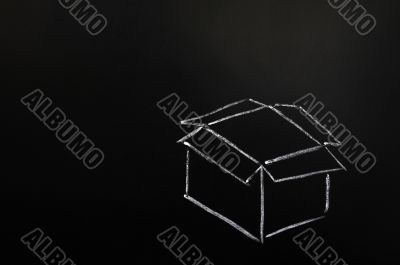 Chalk drawing - concept of `Think Outside the box` 