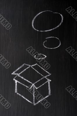 Chalk drawing - concept of `Think Outside the box` 