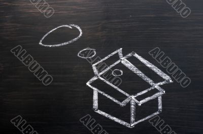 Chalk drawing - concept of `Think Outside the box` 