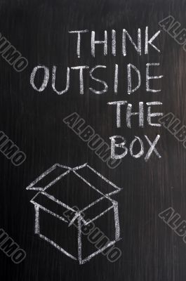 Chalk drawing - concept of `Think Outside the box` 