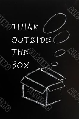 Chalk drawing - concept of `Think outside the box` 