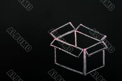 Chalk drawing - concept of `Think outside the box` 