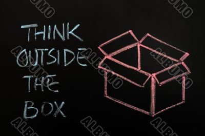 Chalk drawing - concept of `Think outside the box` 