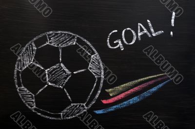 Chalk drawing of Football and Goal