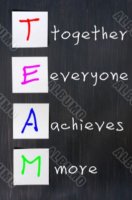 Chalk drawing of TEAM for Together Everyone Achieves More 