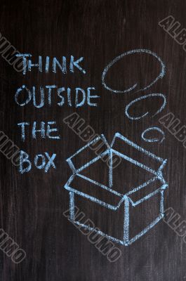 Chalk drawing - concept of `Think outside the box` 