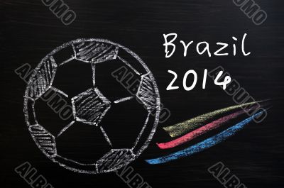 Chalk drawing of Football World Cup Brazil 2014