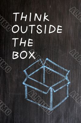 Chalk drawing - concept of `Think outside the box` 