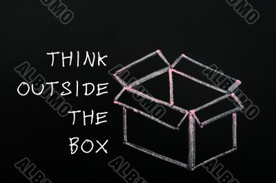 Chalk drawing - concept of `Think outside the box` 