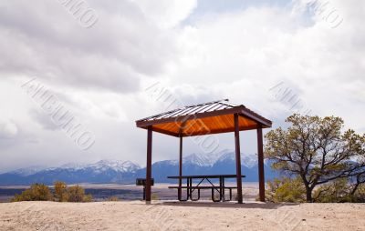Lonely pergola at the top of the hill