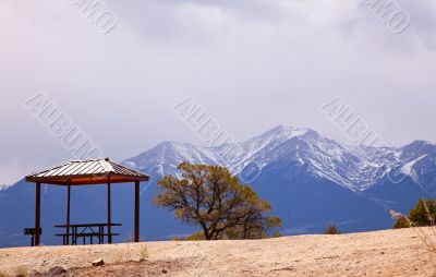 Lonely pergola at the top of the hill