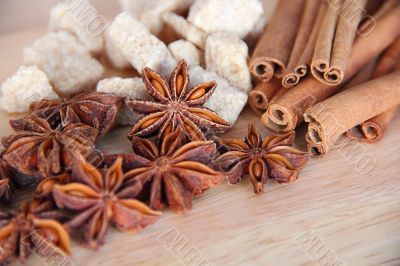 Anise, sugar and cinnamon