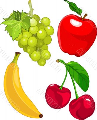 Cartoon fruit set