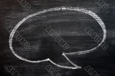 Blank speech bubble drawn on a smudged blackboard Blank speech bubble drawn on a smudged blackboard