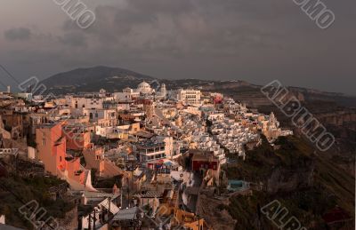 Thira in sunset beams