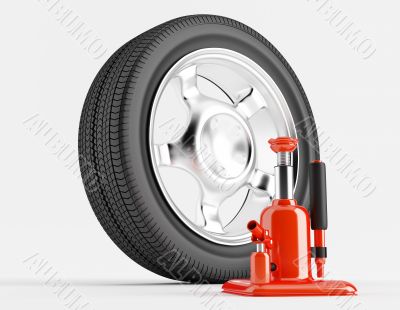 Wheel and Car jack Wheel and Car jack