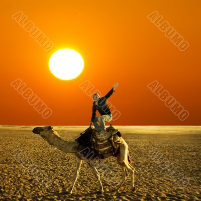 pose on the camel