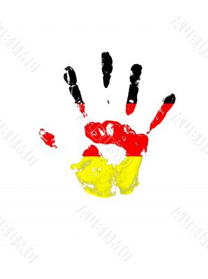 Palm print in color on a white background germany