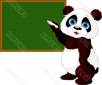 Panda writing on blackboard