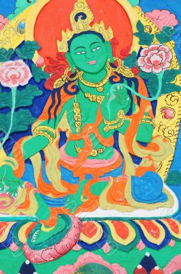 Ancient Tibetan wall painting art of buddha