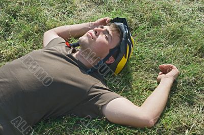 Tired cyclist