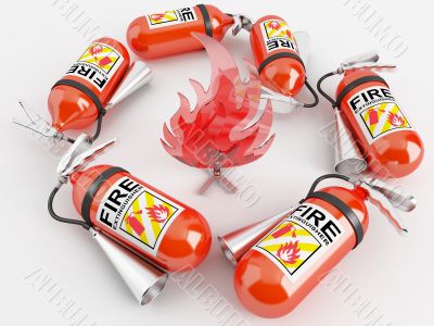 Fire extinguishers and bonfire Fire extinguishers and bonfire